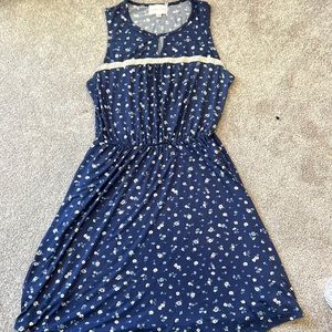 Blue floral French Grey Dress